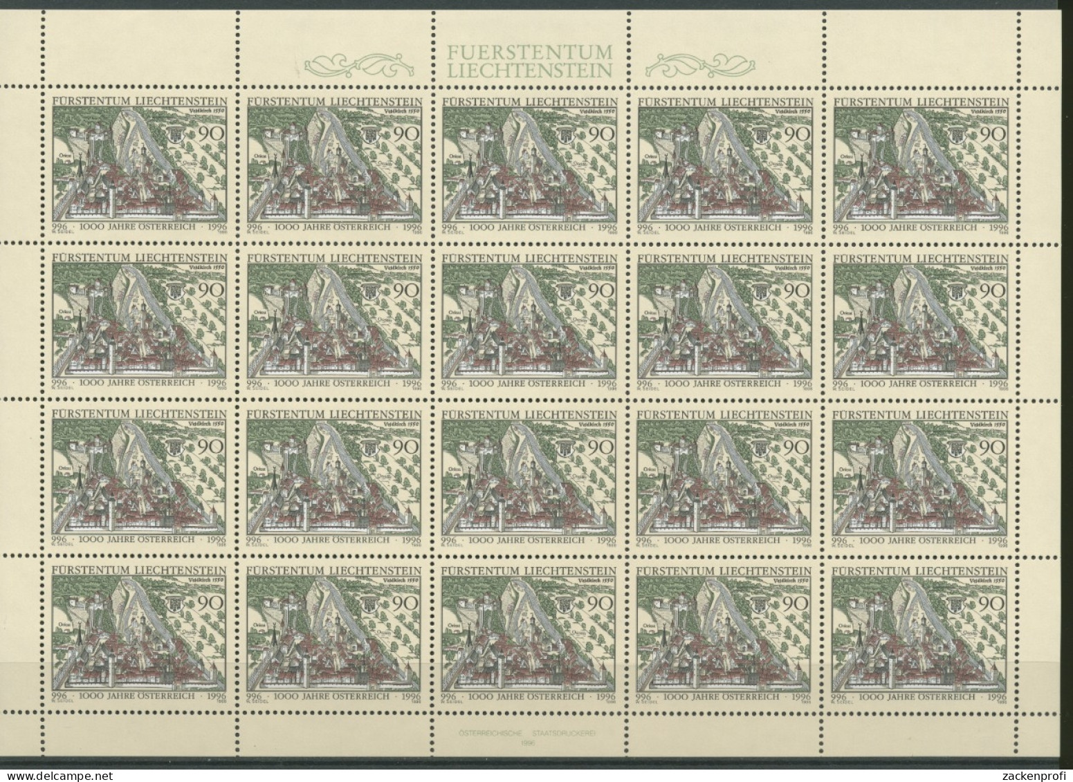 Liechtenstein 1996 1000 Jahre Österreich 1137 Bogen Postfrisch (C16355) - Blokken