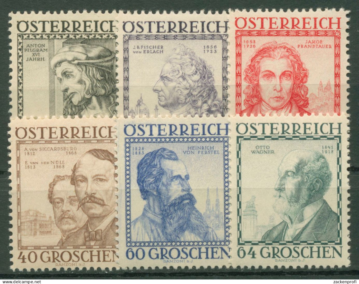 Österreich 1934 Wohlfahrt Österreichische Baumeister 591/96 Postfrisch - Ungebraucht