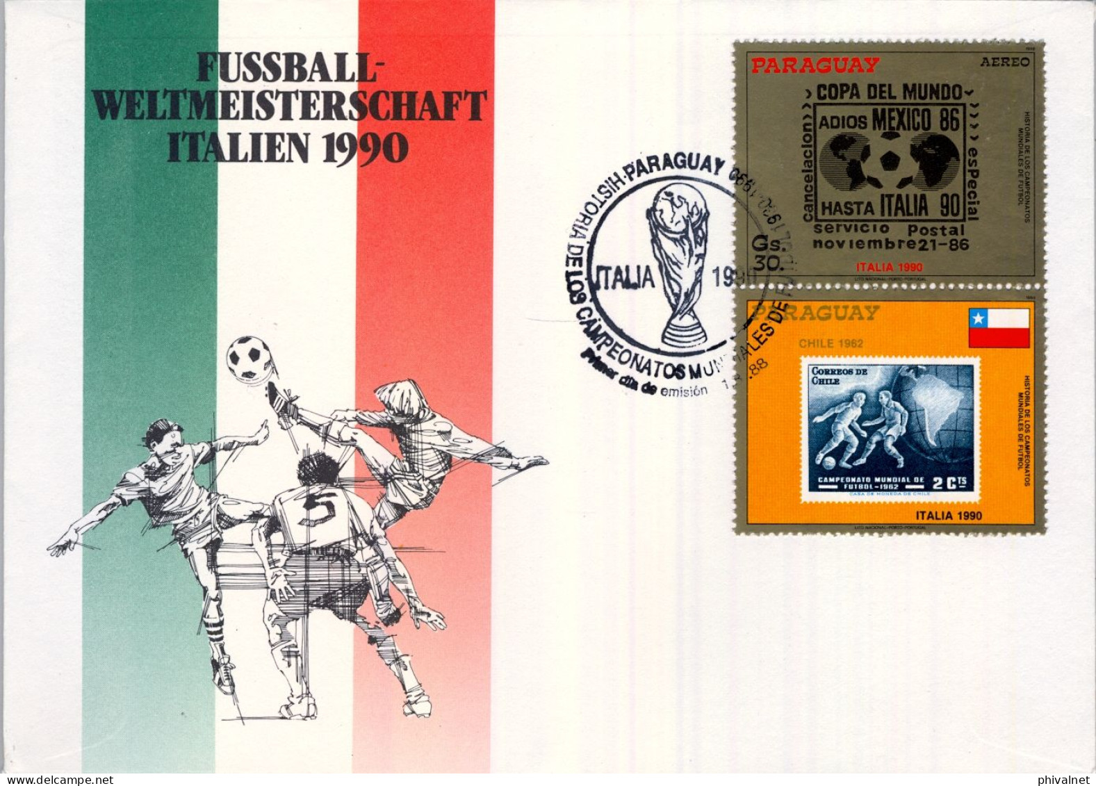 1988 PARAGUAY , PRIMER DIA , FUSSBALL WELTMEISTERSCHAFT ITALIEN 90 , FÚTBOL , SOCCER , FOOTBALL - Paraguay