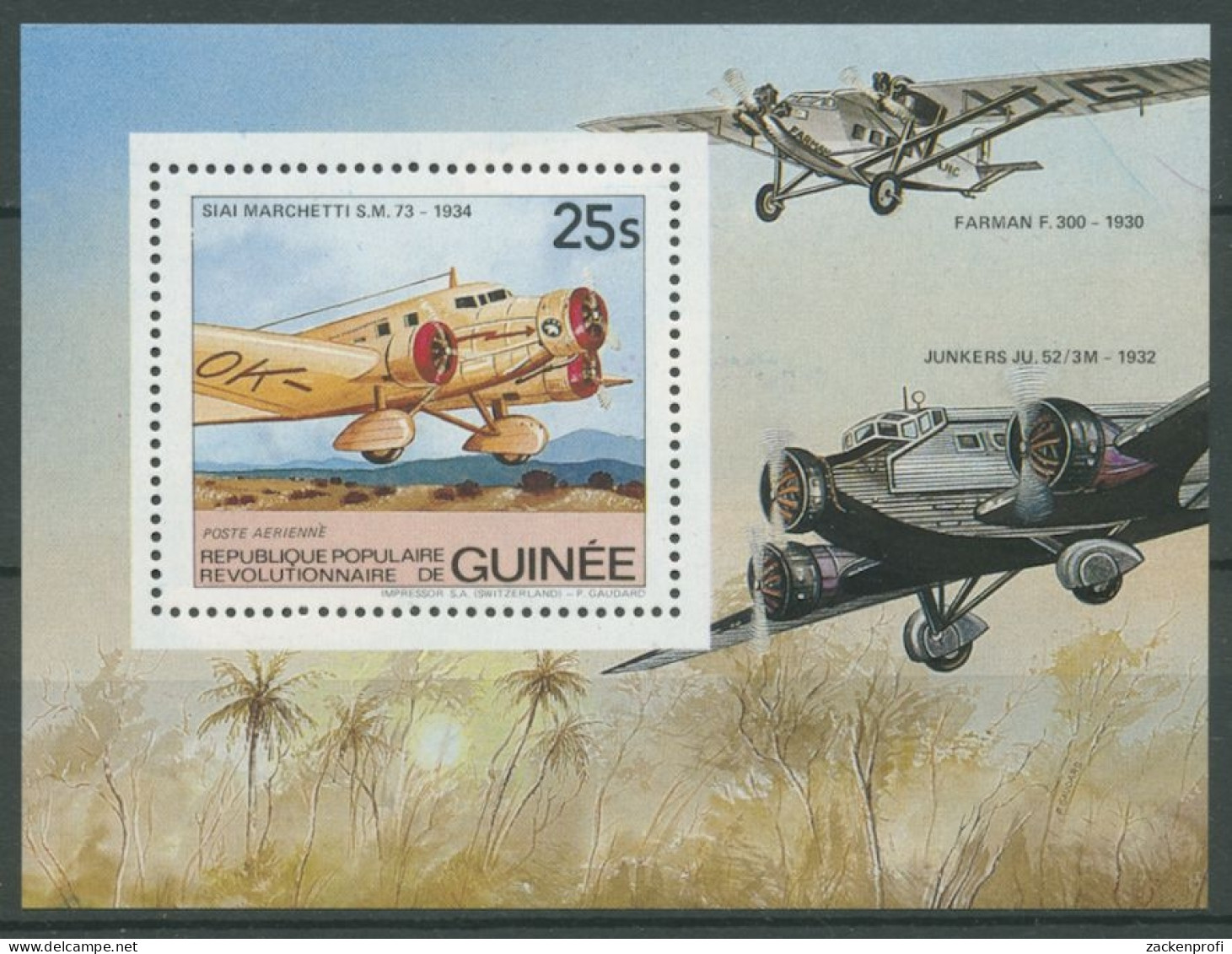 Guinea 1984 Verkehrsmittel Flugzeug Marcetti Block 95 A Postfrisch (C28228) - República De Guinea (1958-...)
