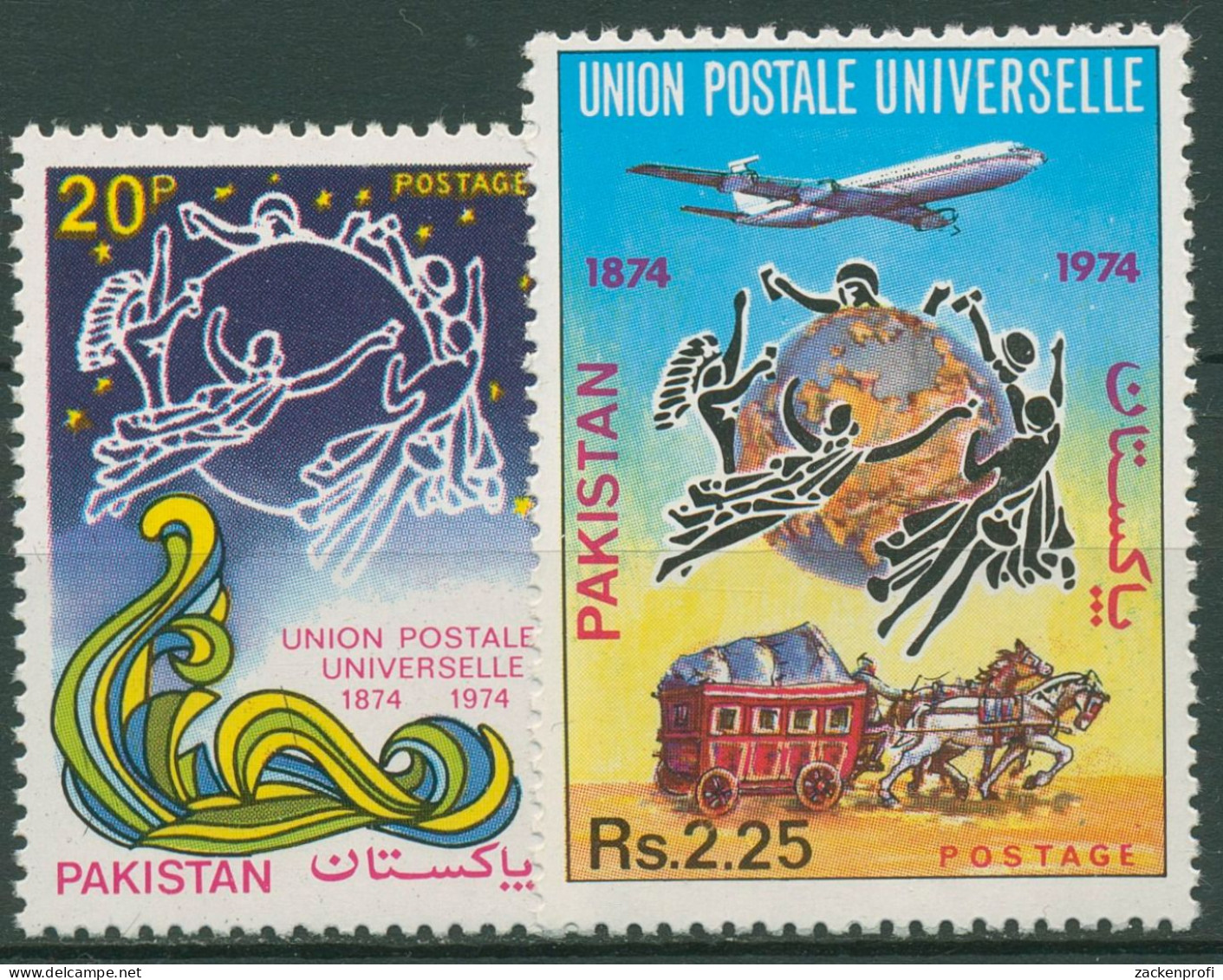 Pakistan 1974 Weltpostverein UPU Postkutsche Flugzeug 375/76 Postfrisch - Pakistan