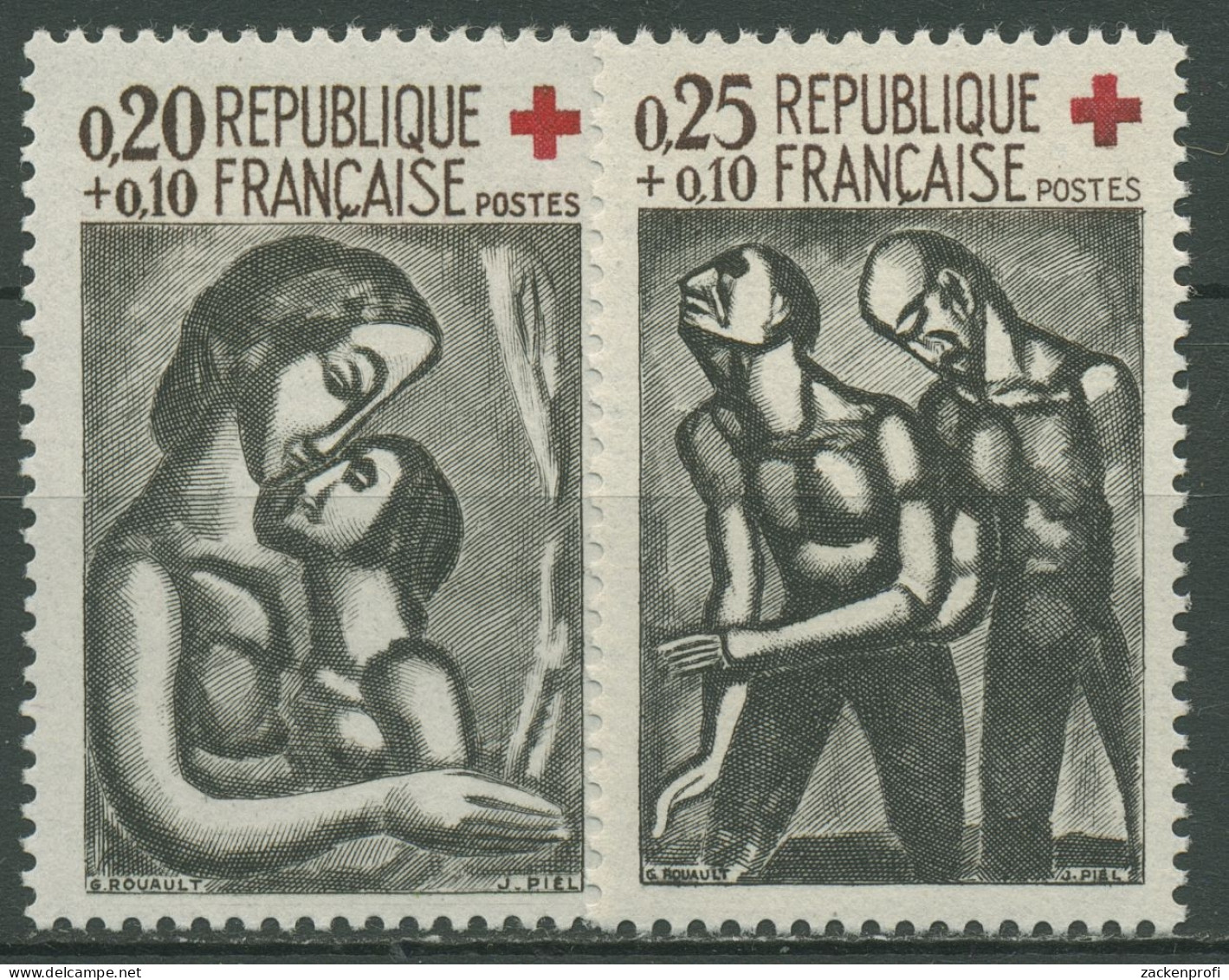 Frankreich 1961 Rotes Kreuz Gemälde 1376/77 Postfrisch - Unused Stamps