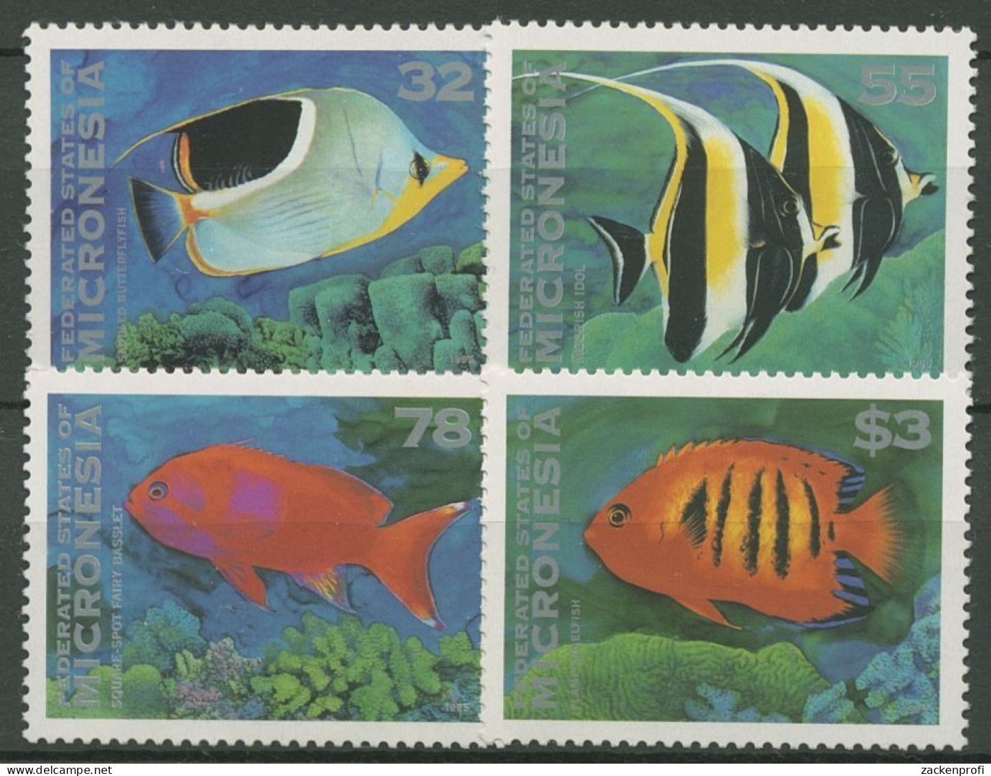 Mikronesien 1995 Fische Engelfisch Halfterfisch Gaukler 418/21 Postfrisch - Mikronesien