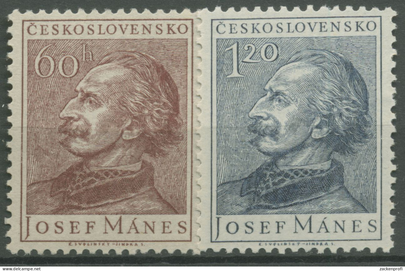 Tschechoslowakei 1953 Maler Josef Manes 836/37 Postfrisch - Unused Stamps