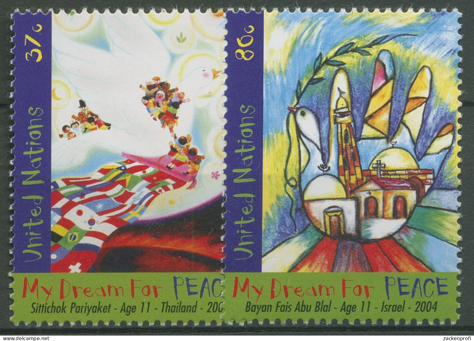 UNO New York 2004 Weltfriedenstag Zeichnungen 966/67 Postfrisch - Unused Stamps