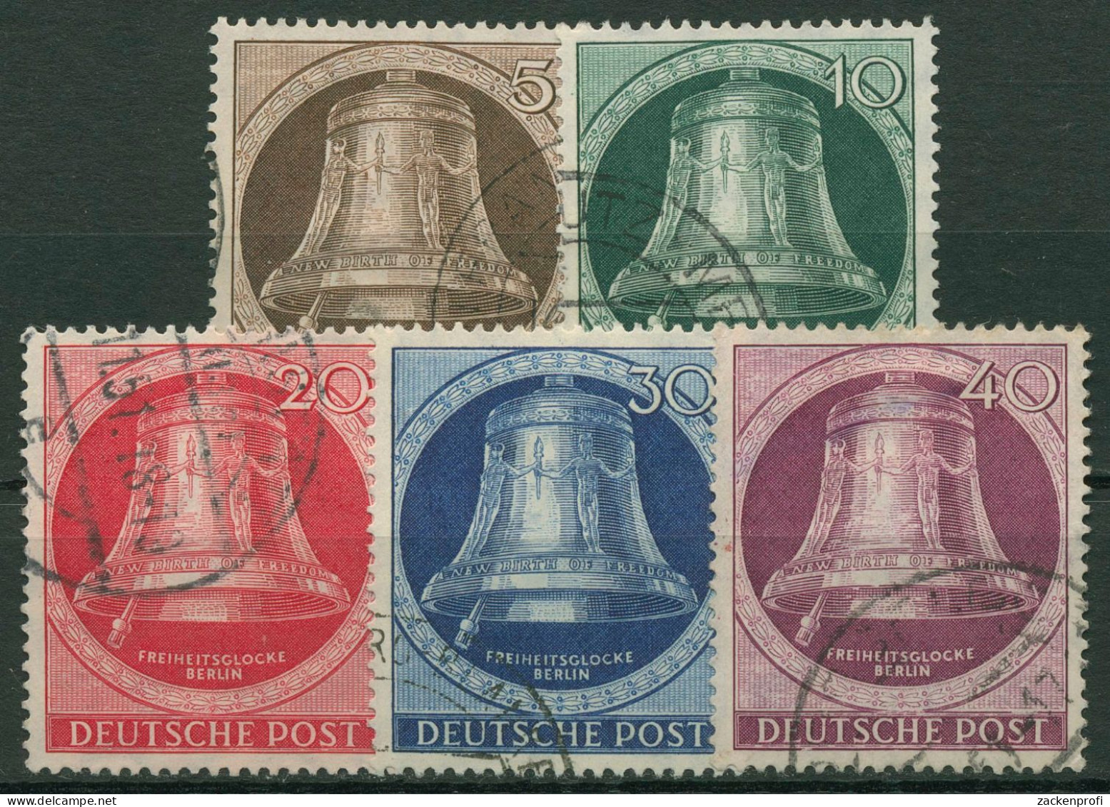 Berlin 1951 Freiheitsglocke, Klöppel Nach Links 75/79 Gestempelt - Used Stamps