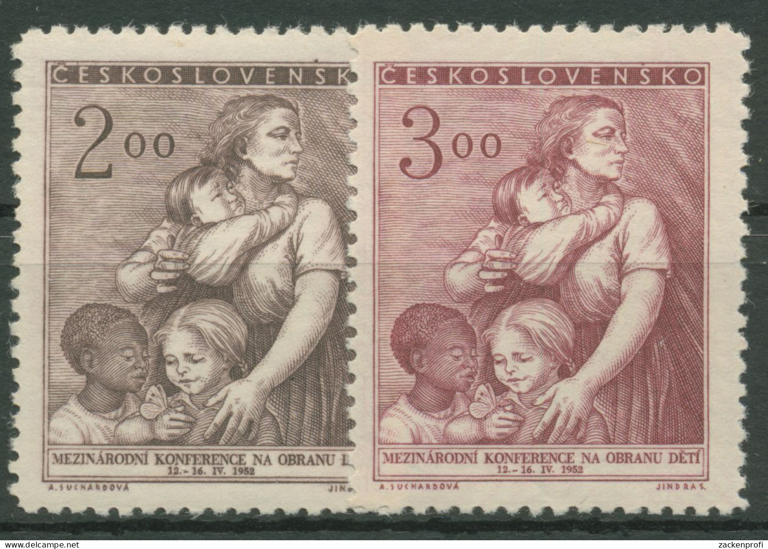 Tschechoslowakei 1952 Internationaler Kinderschutz 722/23 Postfrisch - Unused Stamps