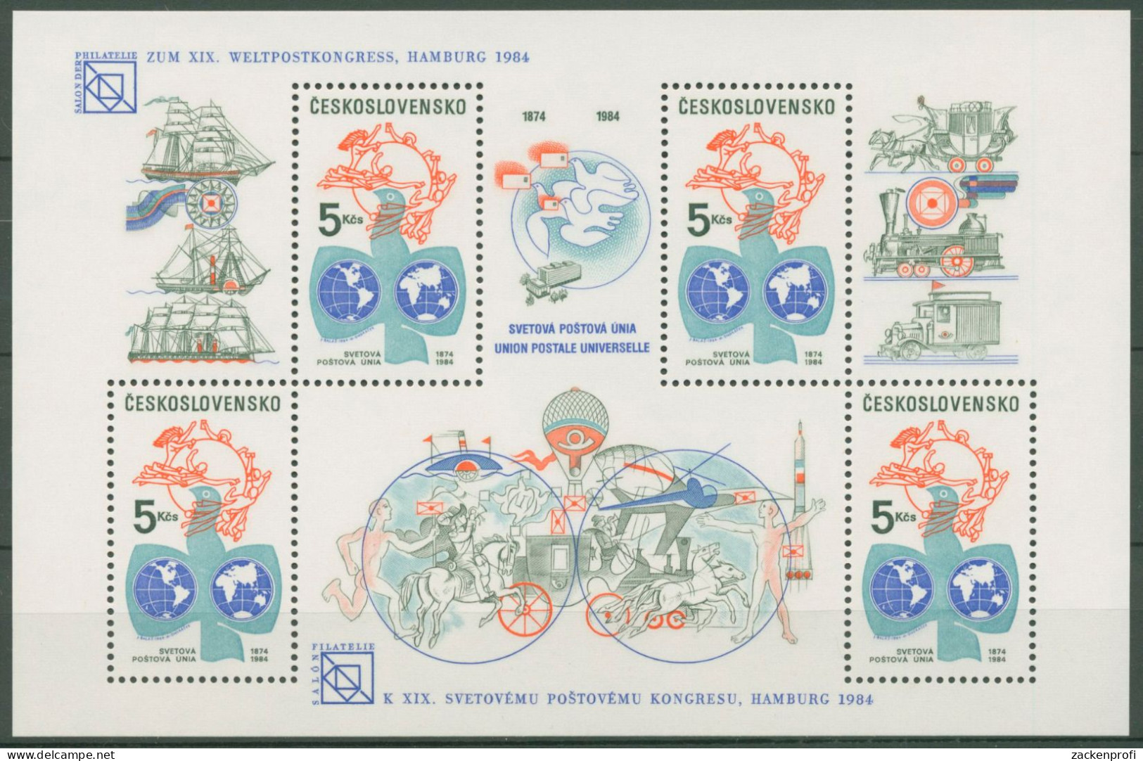 Tschechoslowakei 1984 Weltpostverein UPU Block 59 Postfrisch (C62824) - Hojas Bloque
