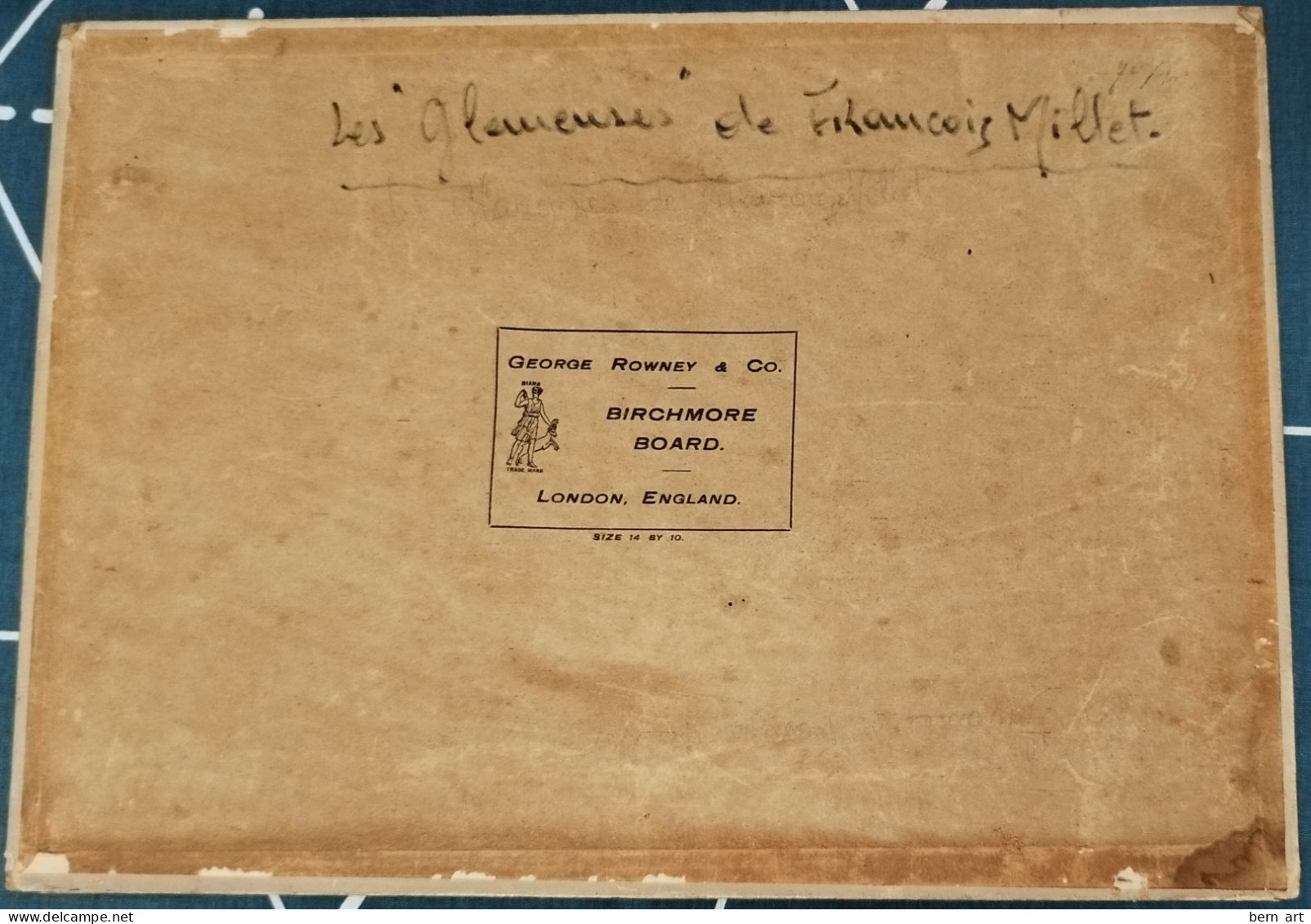 A. Rubin. Copie ancienne du tableau "Les Glaneuses" de François Millet sur carton George Rowney London England