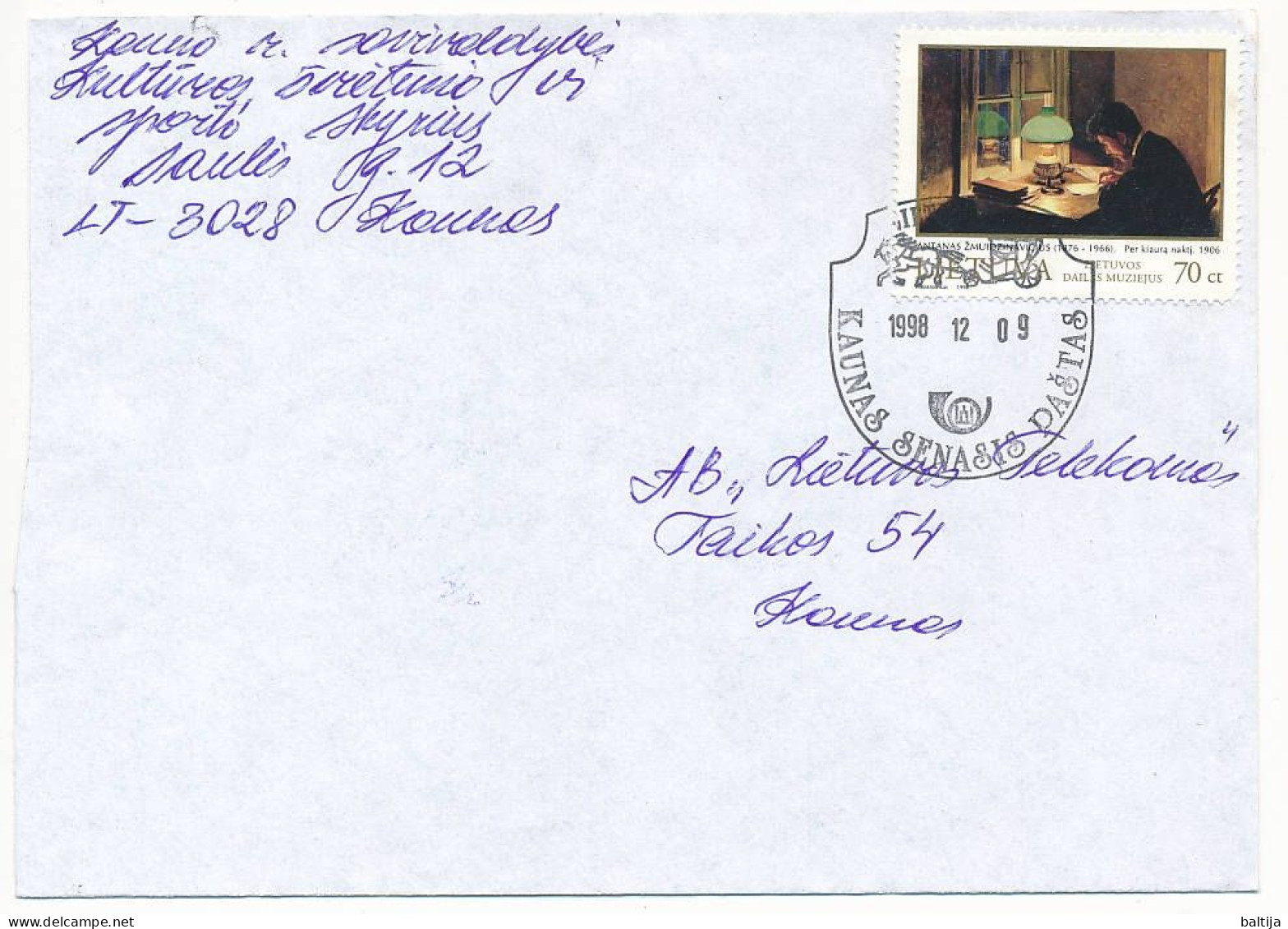 Mi 678 Solo Domestic Cover / Painting - 9 December 1998 Kaunas Senasis Paštas - Lituania