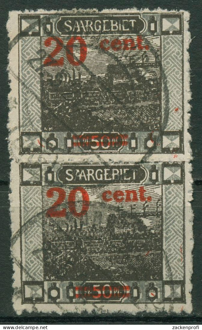 Saargebiet 1921 Landschaftsbilder Mit Aufdruck 74 A Senkrechtes Paar Gestempelt - Used Stamps