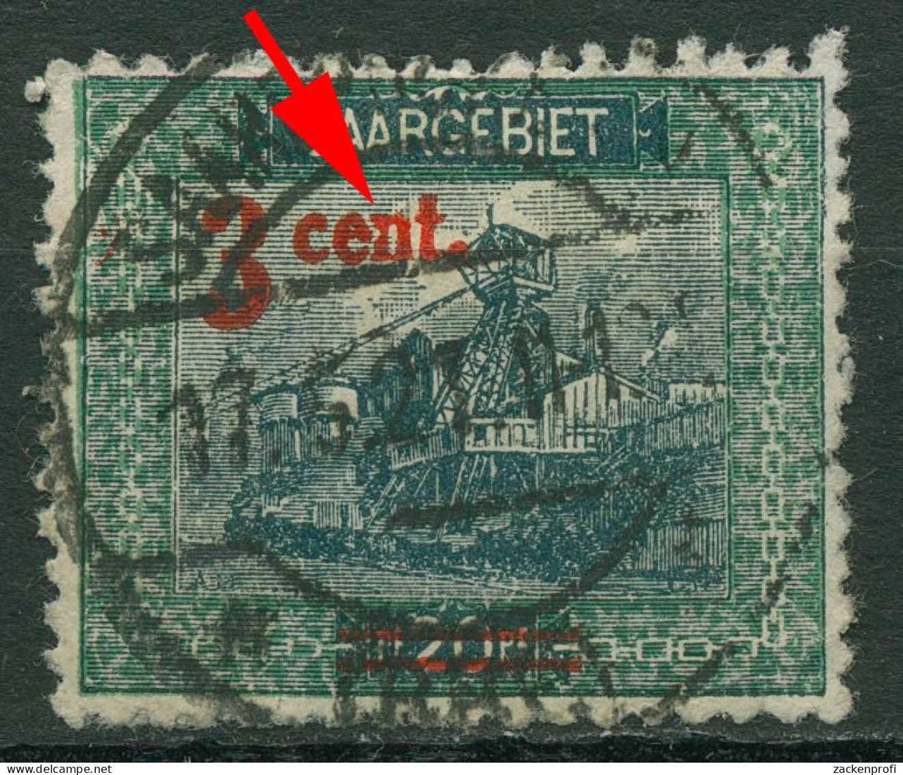 Saargebiet 1921 Förderturm Mit Aufdruckfehler 70 AF V Gestempelt - Unused Stamps