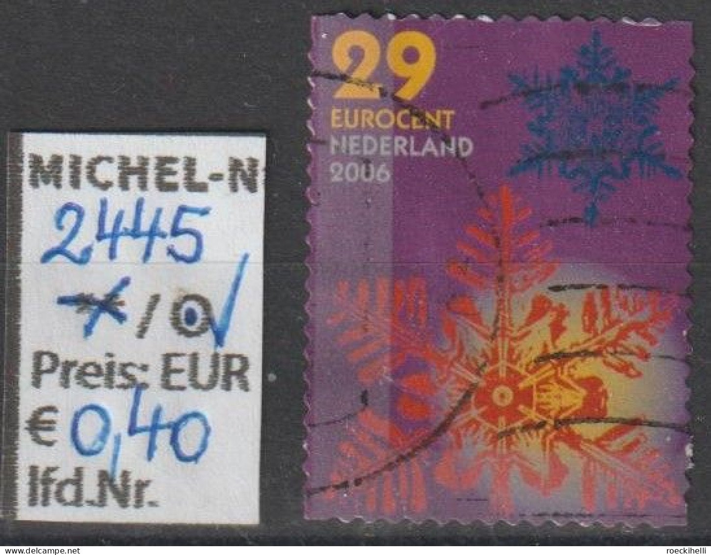 2006 - NIEDERLANDE - SM "Dez.marken - Schneekristalle" 0,29 € Mehrf. - S.Scan  (2445o Nl) - Used Stamps