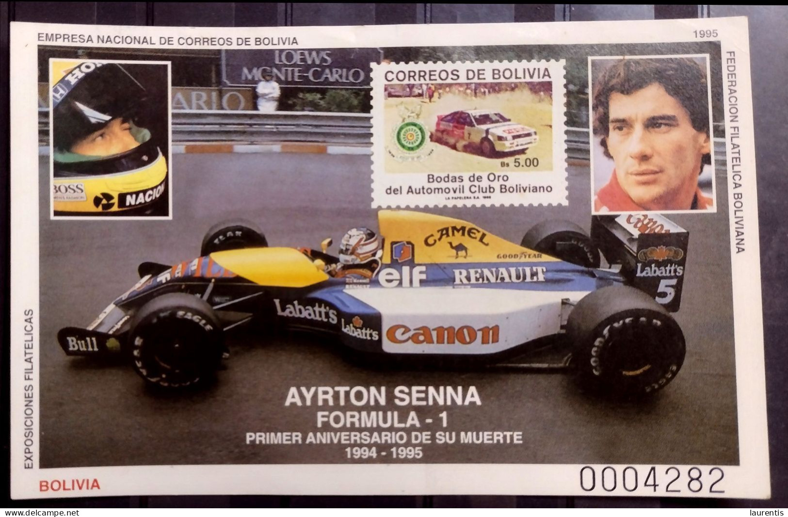 D1268. Cars - A Senna - Bolivia - MNH - 7,85 - Automovilismo