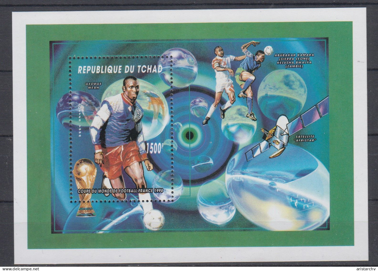 TCHAD 1998 FOOTBALL WORLD CUP 4 STAMPS SHEETLET S/SHEET AND 4 EPREUVE DE LUXE - 1998 – Francia