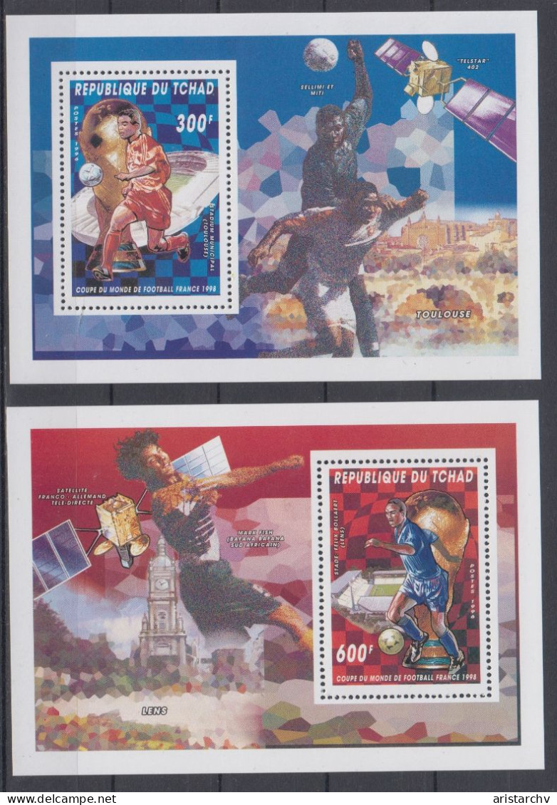 TCHAD 1998 FOOTBALL WORLD CUP 4 STAMPS SHEETLET S/SHEET AND 4 EPREUVE DE LUXE - 1998 – Francia