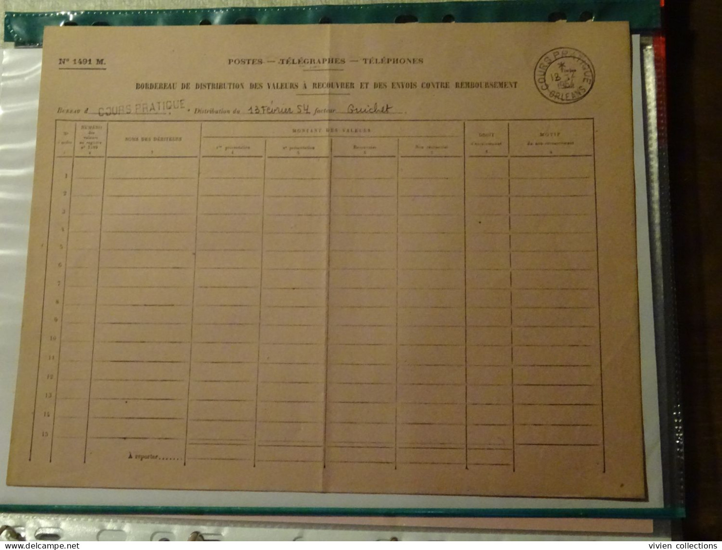 France Cours D'instruction Pratique Orléans 1954 Bordereau Déclaration Et Dépôt Contre Remboursement Elbeuf Et Montargis - Lehrkurse