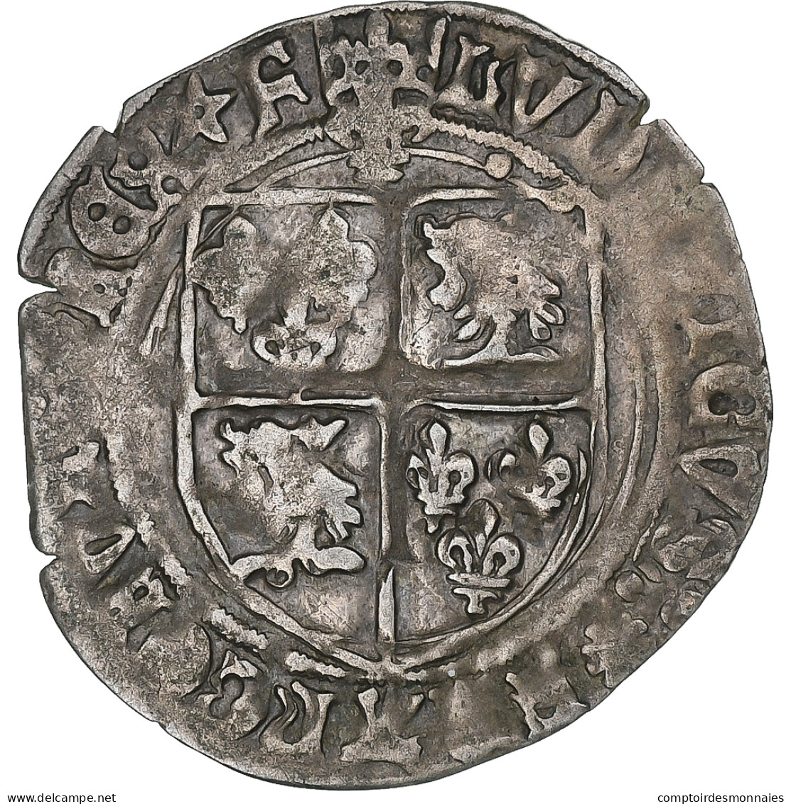 France, Louis XI, Blanc Au Soleil Du Dauphiné, Romans, Billon, TB+, Gadoury:32 - 1461-1483 Louis XI. Le Prudent