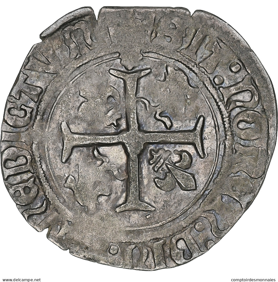 France, Louis XI, Blanc Au Soleil Du Dauphiné, Romans, Billon, TB+, Gadoury:32 - 1461-1483 Louis XI. Le Prudent