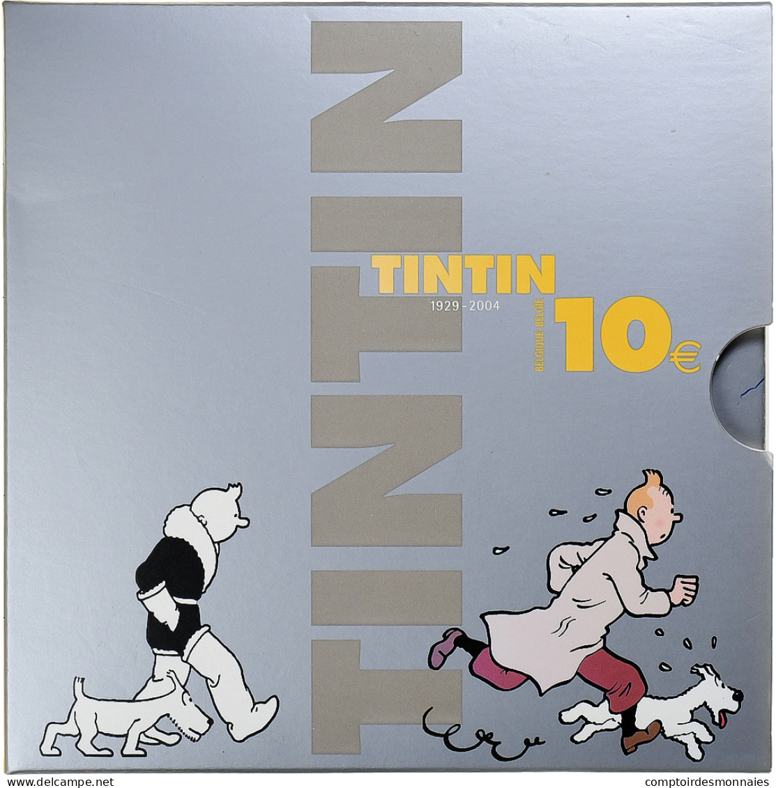 Belgique, 10 Euro, Tintin, 75e Anniversaire, 2004, Bruxelles, BE, FDC, Argent - Belgique