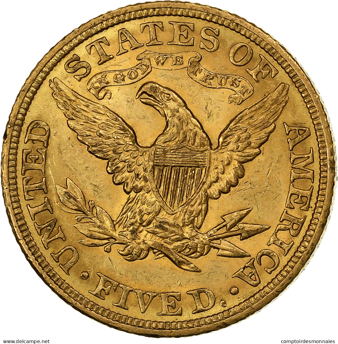 États-Unis, $5, Half Eagle, Coronet Head, 1908, Philadelphie, Or, SUP, KM:101 - 5$ - Half Eagles - 1866-1908: Coronet Head (Testa Coronata)