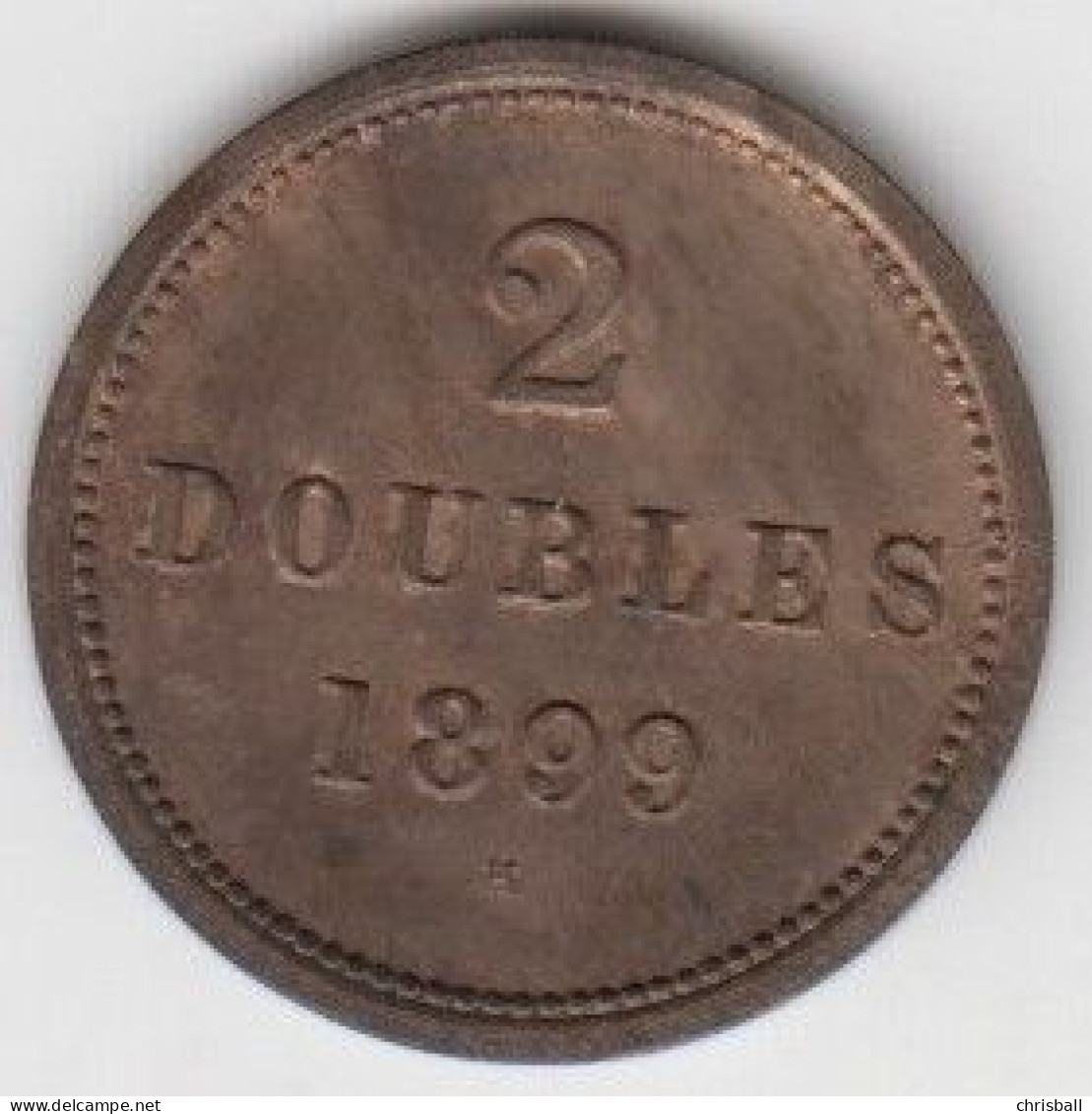 Guernsey Coin 2 Double 1899 - Condition Extra Fine - Guernesey