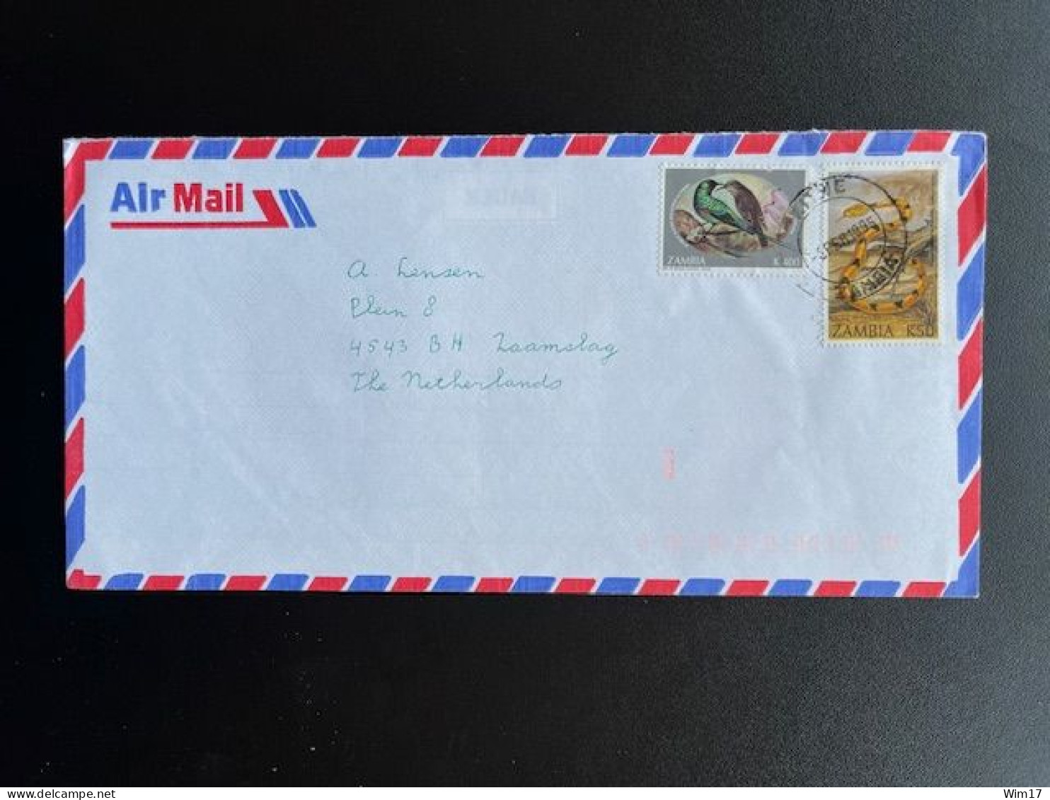 ZAMBIA 1995 AIR MAIL LETTER KITWE TO ZAAMSLAG NETHERLANDS 06-02-1995 - Zambia (1965-...)