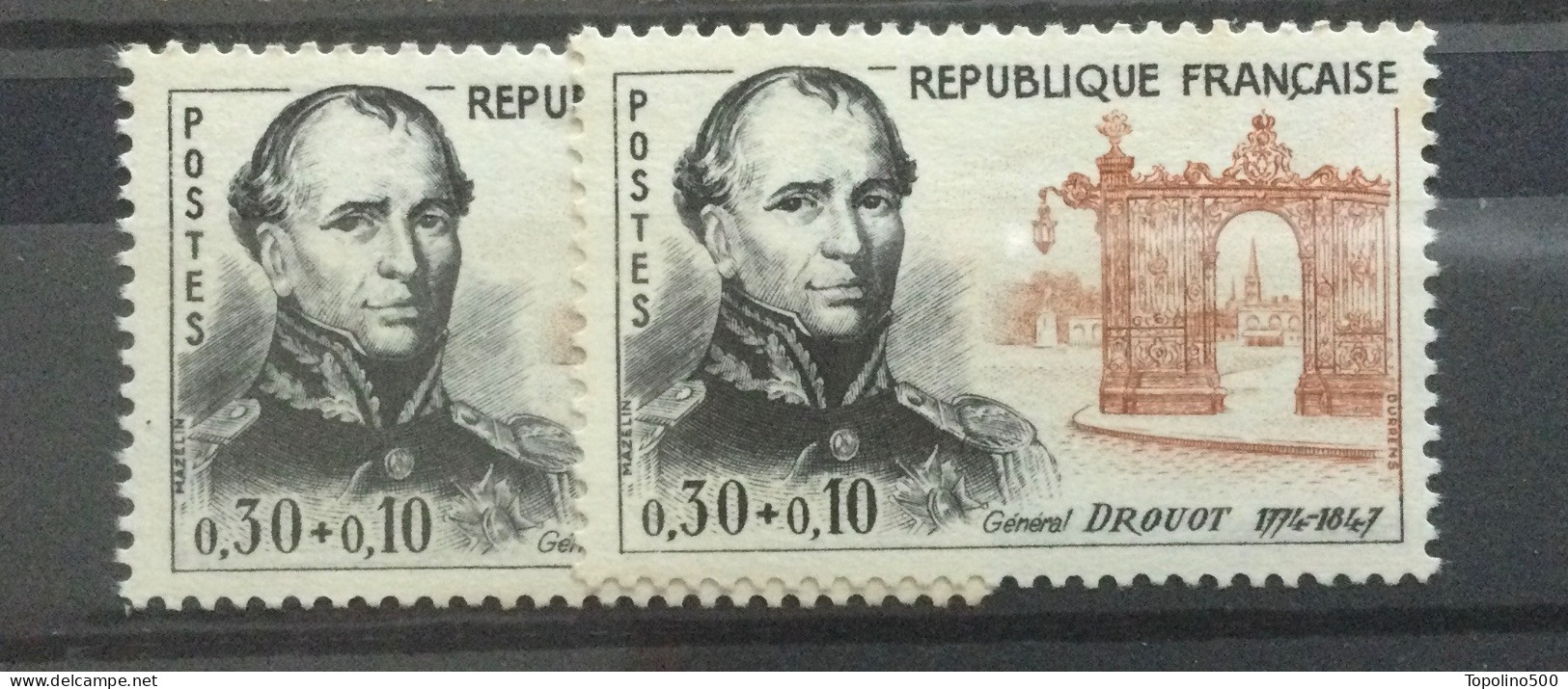 Num.1298 (0,30+0,10) Drouot - Lot De 2 Neufs Dont 1 Oblitéré - Unused Stamps