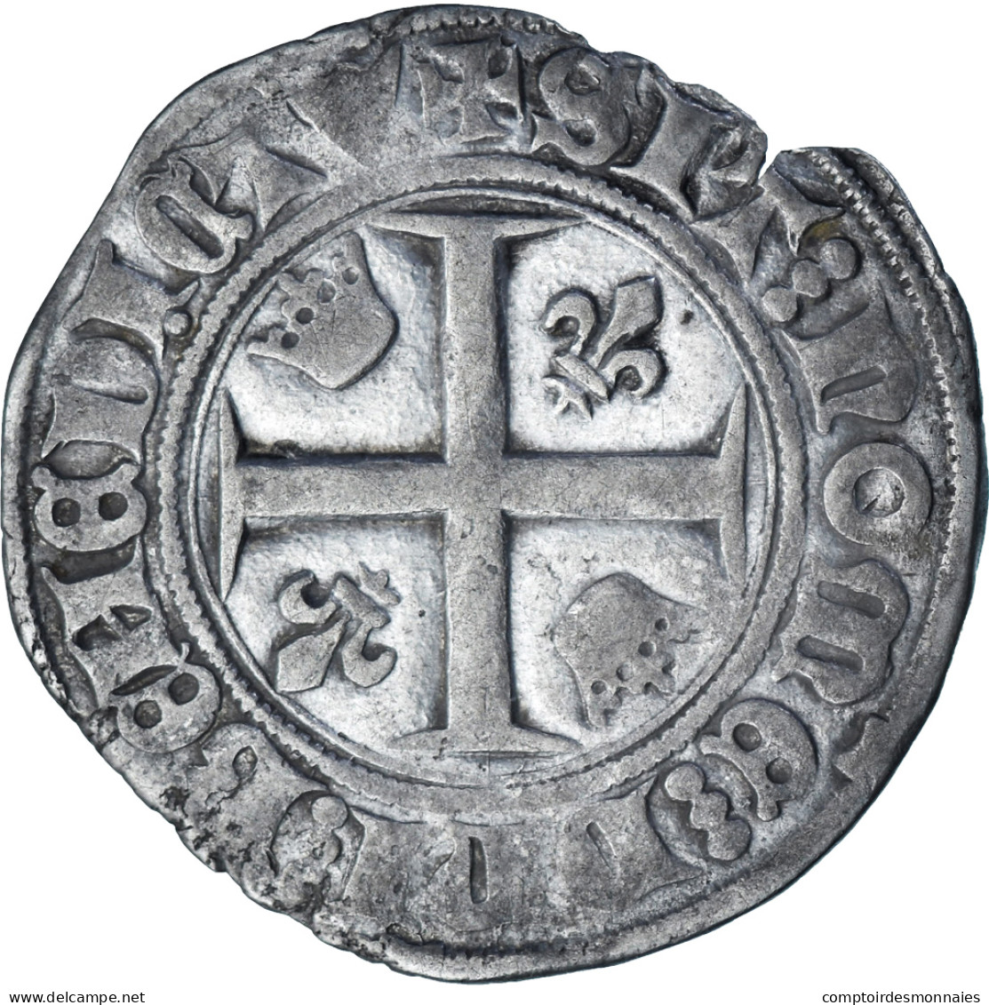 France, Charles VI, Blanc Guénar, 1380-1422, Tournai, Billon, TB+ - 1380-1422 Charles VI Le Fol