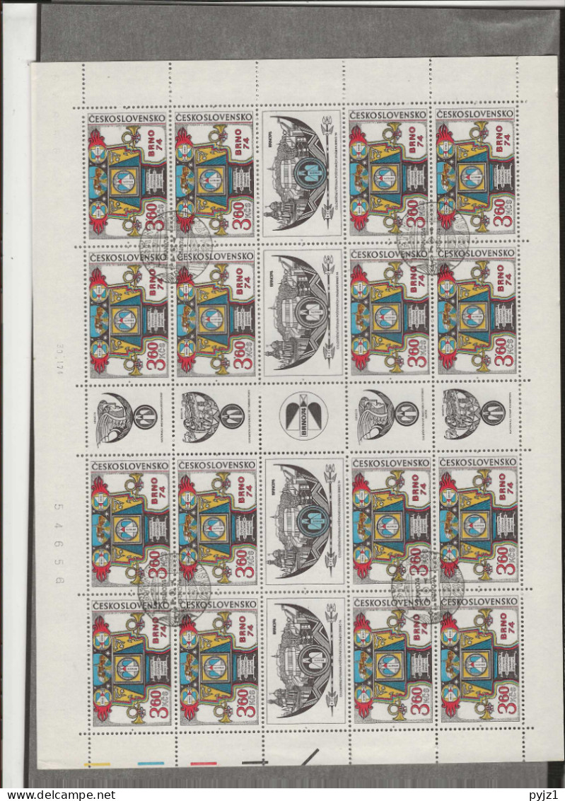 1974 USED Czechoslovakia Sheets Mi 2184b, 2209-10 - Hojas Bloque