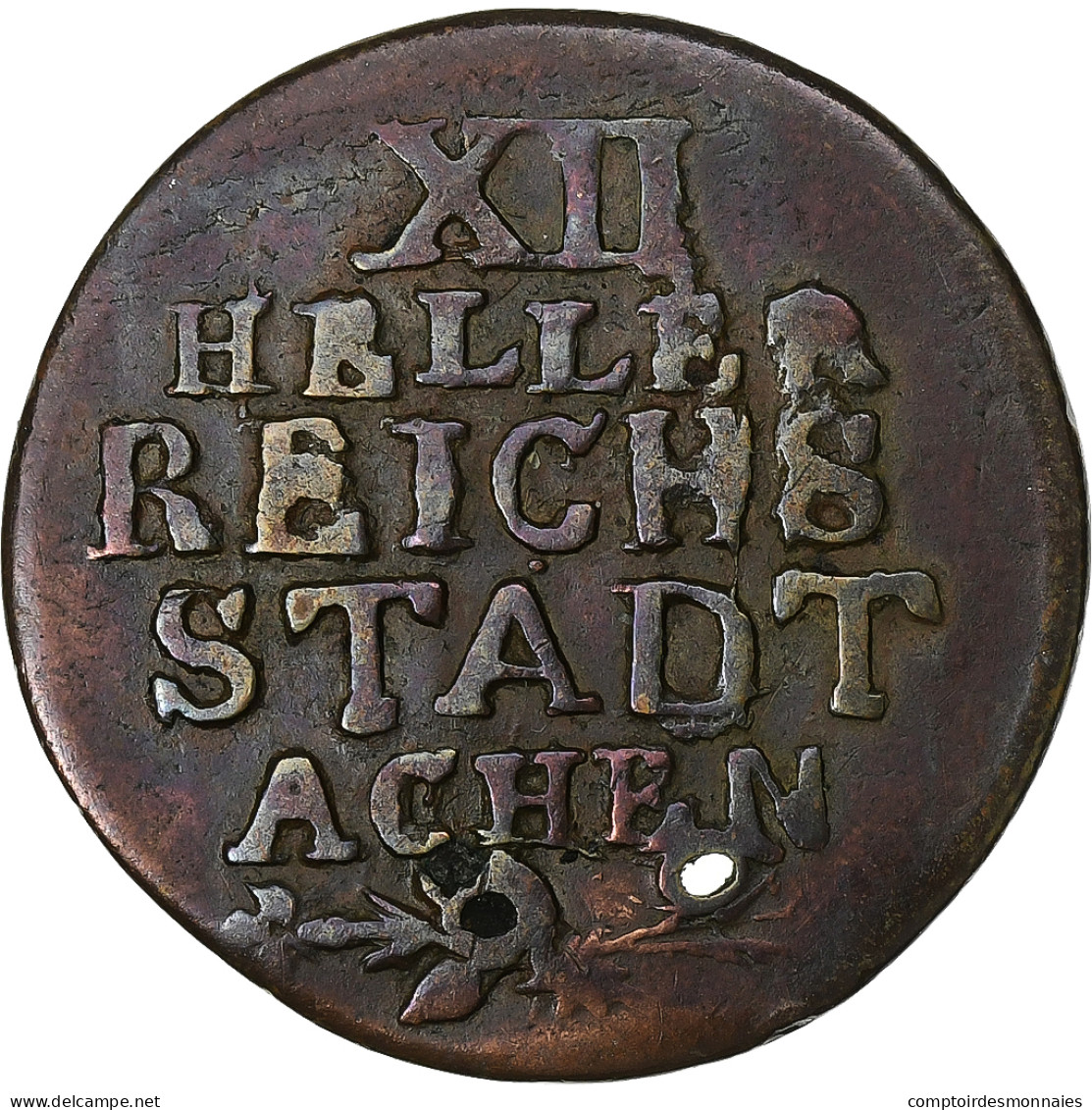 Etats Allemands, AACHEN, 12 Heller, 1792, Cuivre, TB, KM:51 - Small Coins & Other Subdivisions