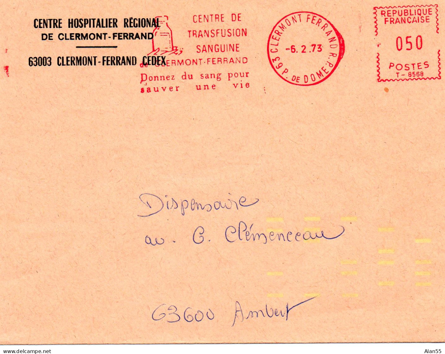 FRANCE.1956. " TRANSFUSION SANGUINE". MARQUE JAUNE INDEXATION COURRIER. - First Aid
