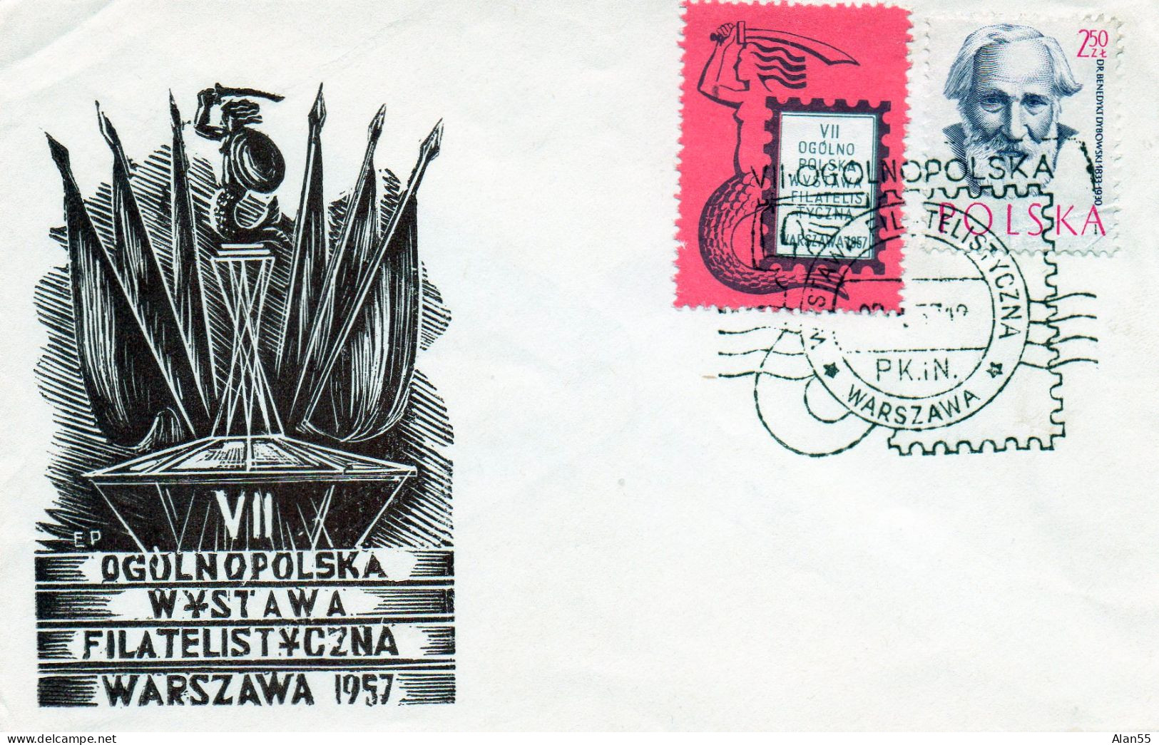 POLOGNE. 1957.DOCTEUR DYBROWSKI. VIGNETTE « FILATELIST…EXPOS...". - Cartas & Documentos