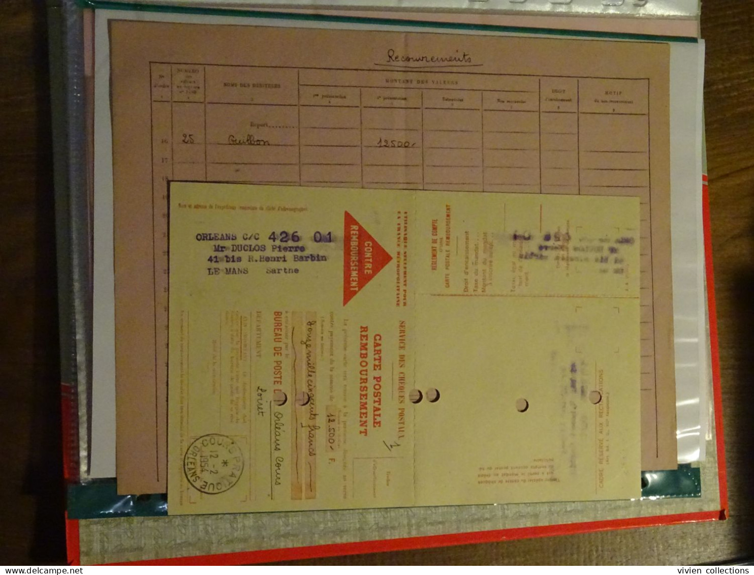 France Cours D'instruction Pratique Orléans 1954 Bordereau Et Carte Contre Remboursement Pour Le Mans - Lehrkurse