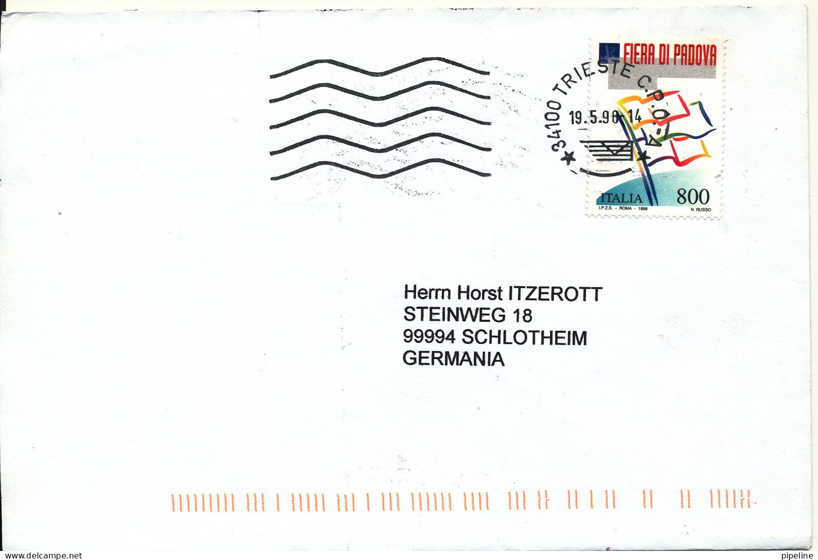 Italy Cover Sent To Germany 19-5-1998 Single Franked - 1991-00: Marcophilia
