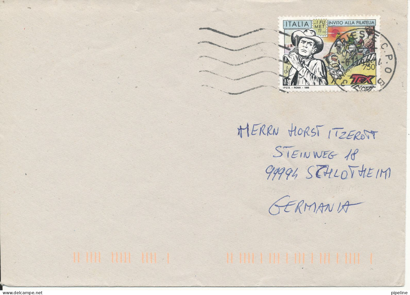 Italy Cover Sent To Germany 6-11-1996 Single Franked - 1991-00: Marcophilia