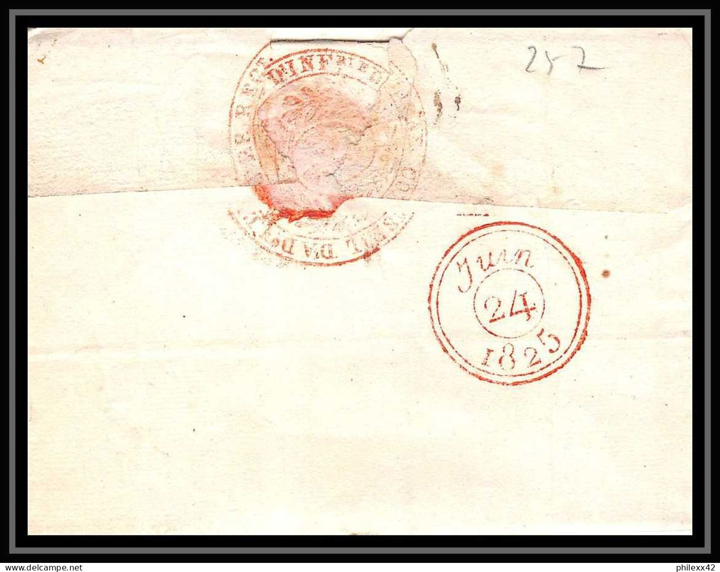 0257 Charente-Maritime Marque Postale La Rochelle 23/6/1825 Cachet ARMEE 28 EME REGIMENT En Roug LAC Lettre Cover France - Army Postmarks (before 1900)