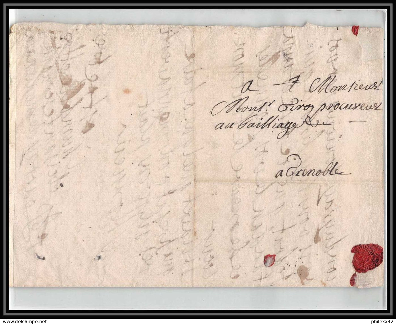 2373 Marque Postale Pour Le Procureur Grenoble 17ème Siècle Isère LAC Lettre Cover France - ....-1700: Voorlopers