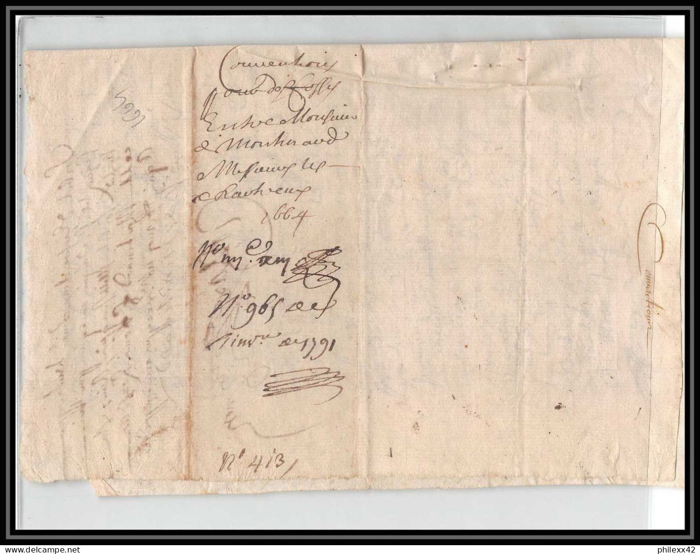 2375 Marque Postale 24/4/1664 17 ème Siècle LAC Lettre Cover France - ....-1700: Vorläufer