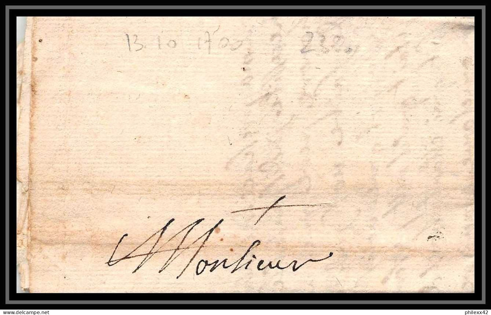 2330 Marque Postale Paris Aix En Provence Pour Le Chatelard 13/10/1700 LAC Lettre Cover France - ....-1700: Précurseurs