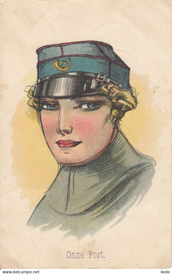 E55. Vintage Dutch Postcard. Our Post. Girl In Postal Uniform? Onze Post. - Poste & Postini