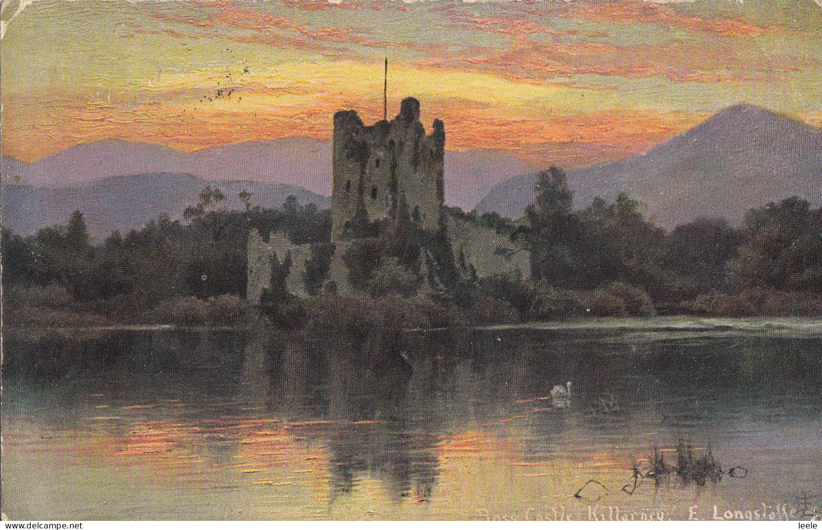 E23. Vintage Postcard. Ross Castle, Killarney. E Longstaffe - Kerry