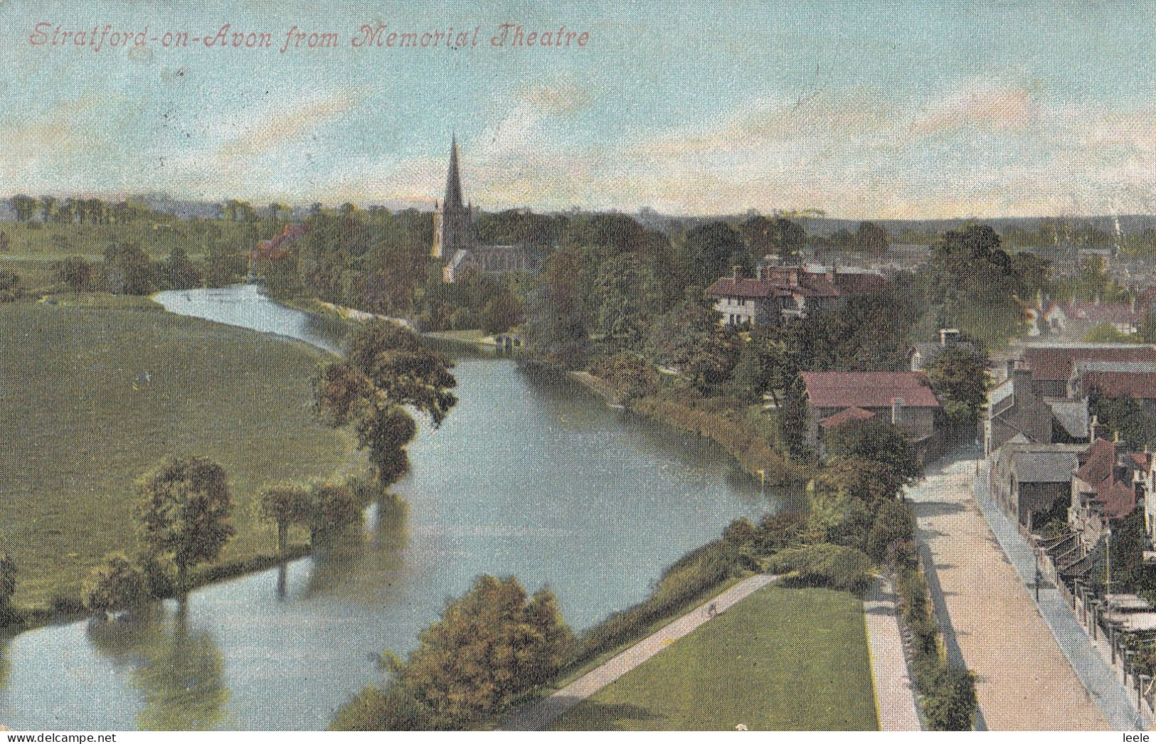 E52. Vintage Postcard. Stratford On Avon From Memorial Theatre - Stratford Upon Avon