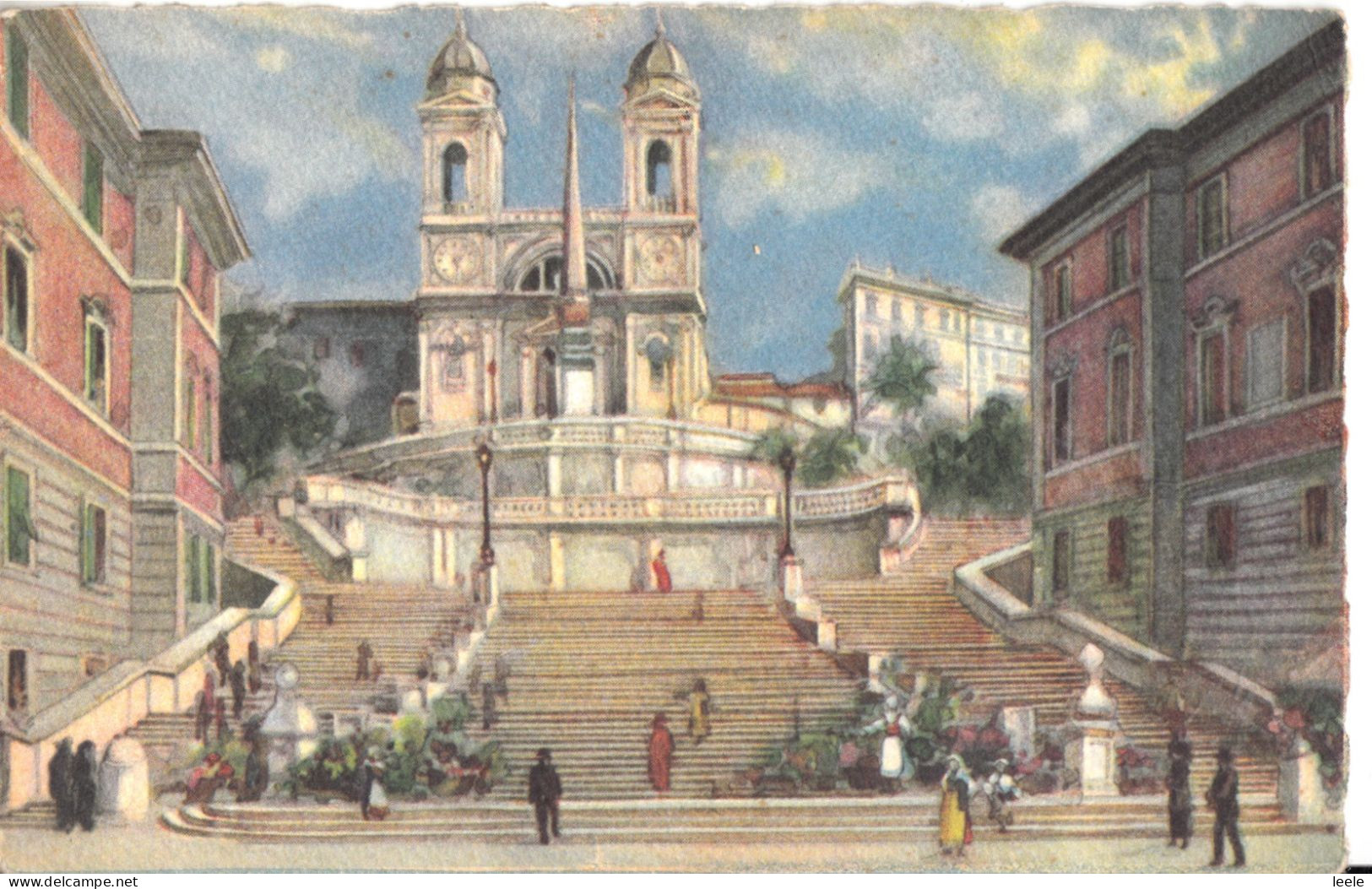 E08.  Vintage Postcard.  Rome. Church Of The Trinity Of The Mountains - Eglises