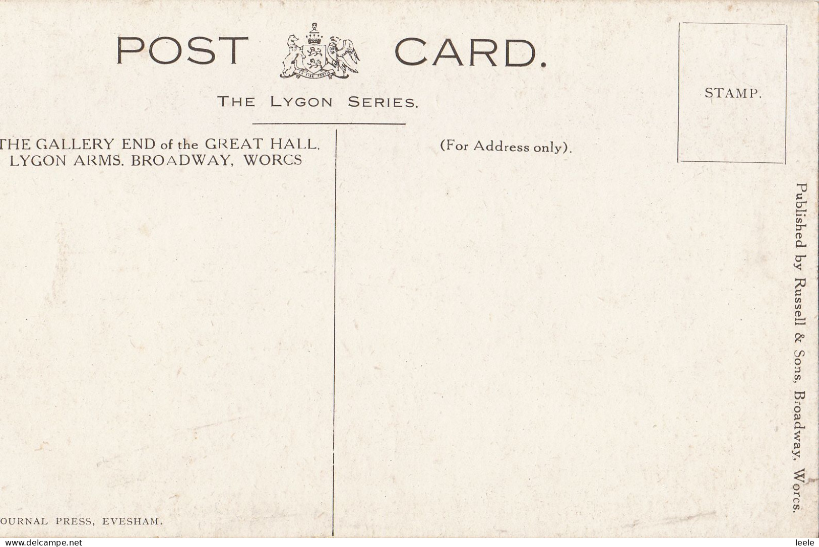 E49. Vintage Postcard. Gallery End Of The Great Hall Lygon Arms, Broadway. Worcs - Autres & Non Classés