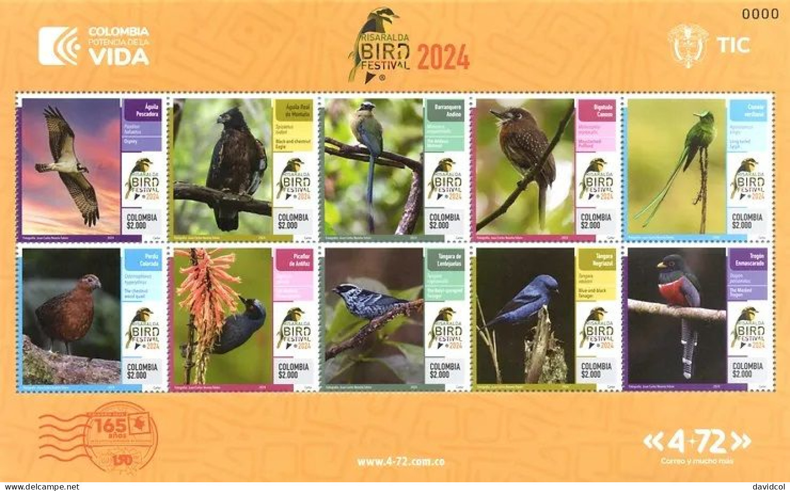 03-KOLUMBIEN - 2024-MNH SHEET- RISARALDA BIRD FESTIVAL -BIRDS - Colombie