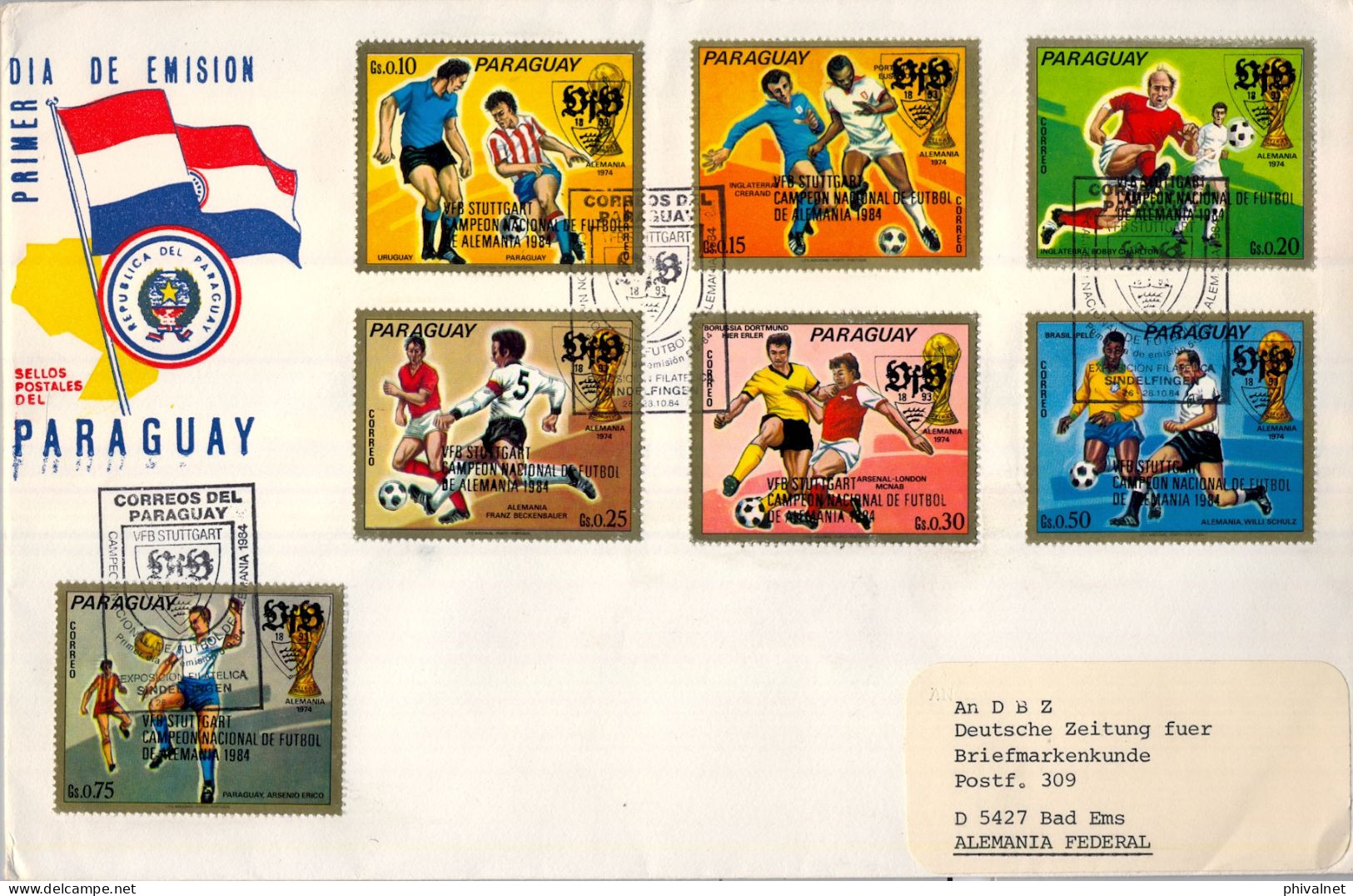 1984  PARAGUAY , SOBRE DE PRIMER DIA CERTIFICADO , FIRST DAY COVER , FÚTBOL , SOCCER , FOOTBALL , FUSSBALL - Paraguay