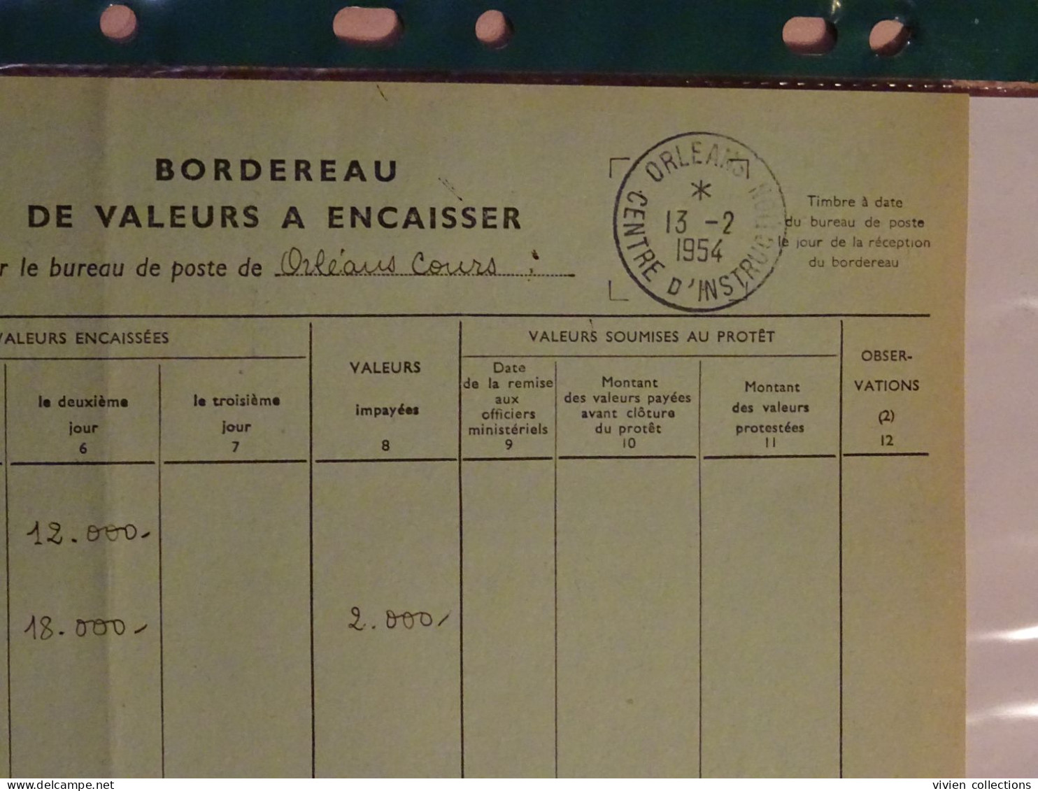 France Cours Centre D'instruction Orléans 1954 Bordereau, Chèque Et Mandat De Service Pour Limoges Chèques Postaux - Corsi Di Istruzione