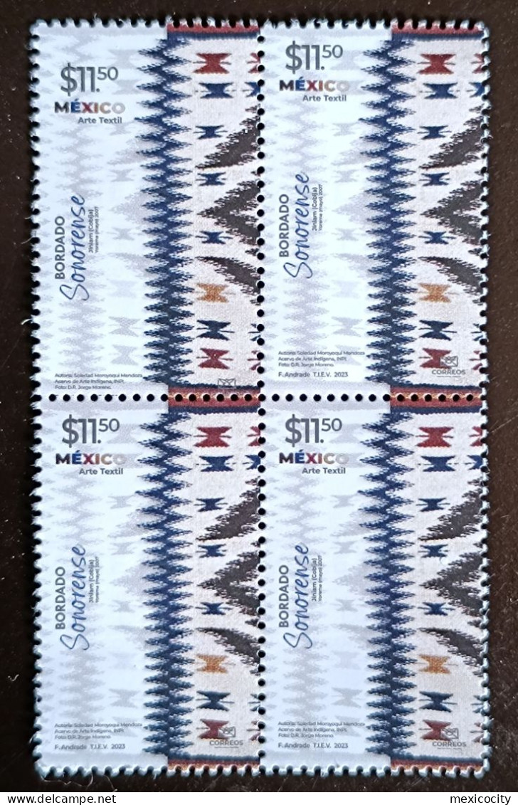 MEXICO 2023 ERROR Misplaced Text Stamp In Block Of 4 - $11.50 EMBROIDERY TEXTILE Mint NH See Img. - Mexique