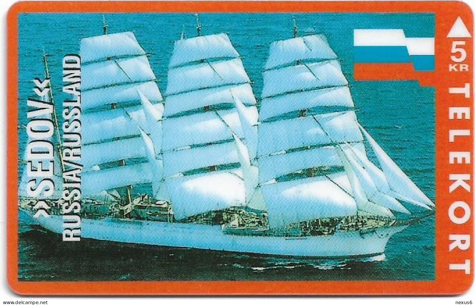 Denmark - KTAS - Ships (Red) - Russia - Sedov - TDKP174 - 10.1995, 5kr, 1.000ex, Used - Denemarken